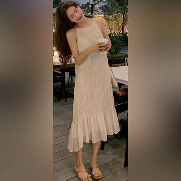 fanpn Dresses & Skirts - Fanpn - rouched tiered sheer midi dress